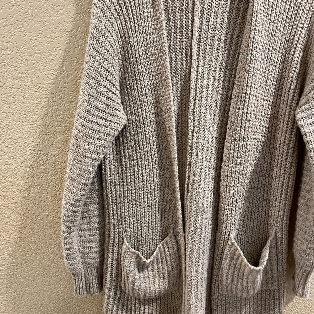 Simple Beige Open-Front Cardigan - Picture 2 of 4